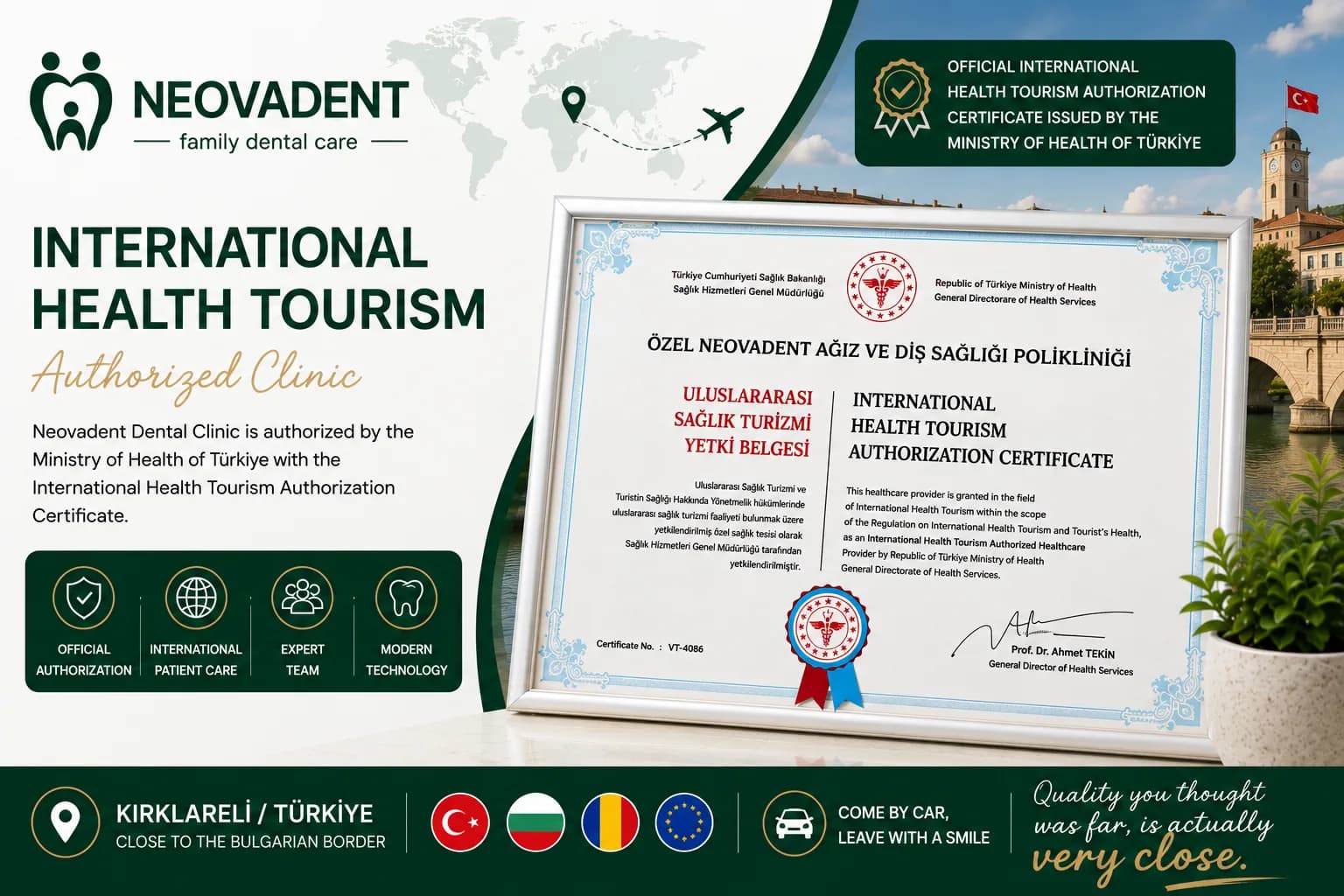 Neovadent International Health Tourism Authorization Certificate | Turkey