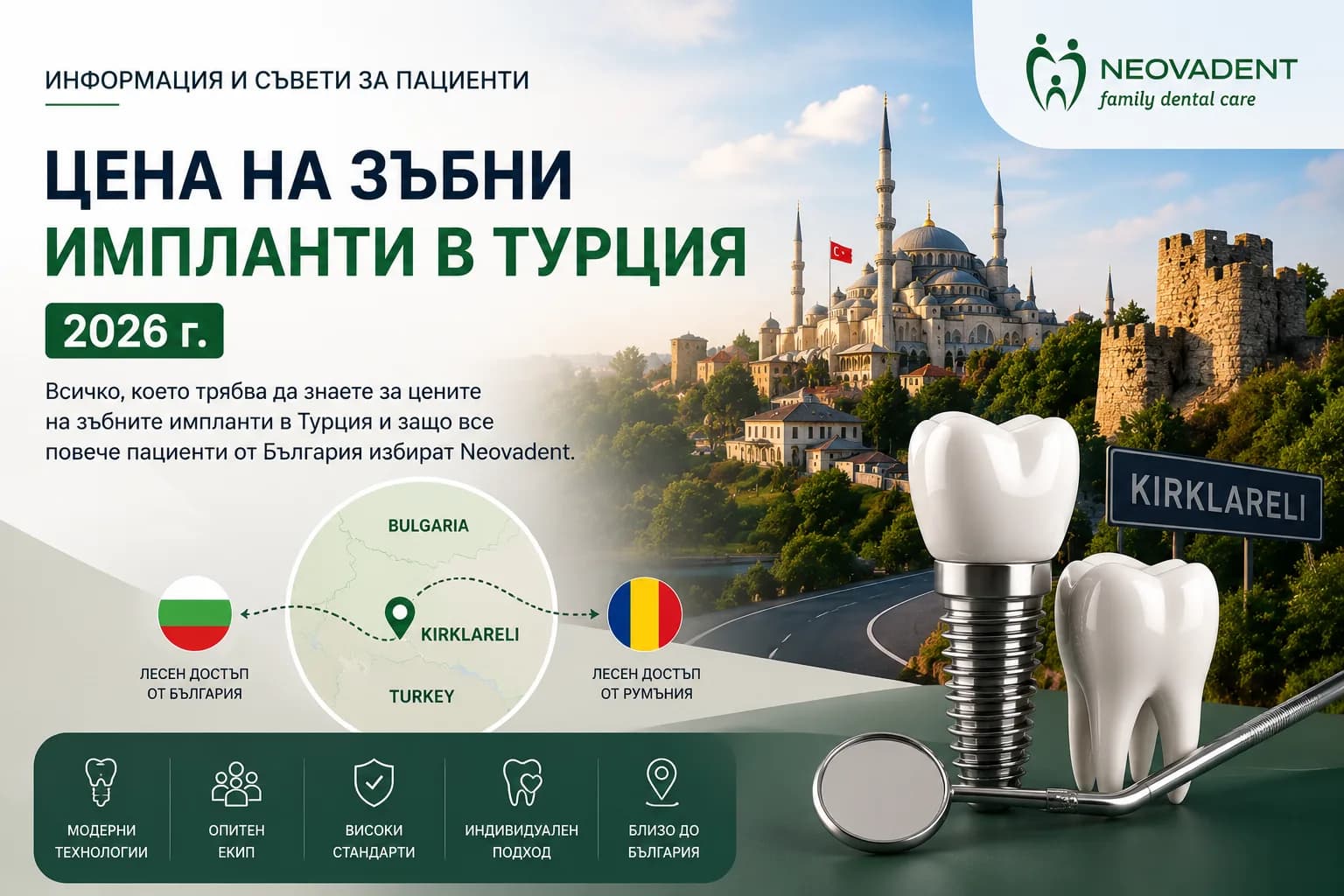 Цена на зъбни импланти в Турция през 2026 г.